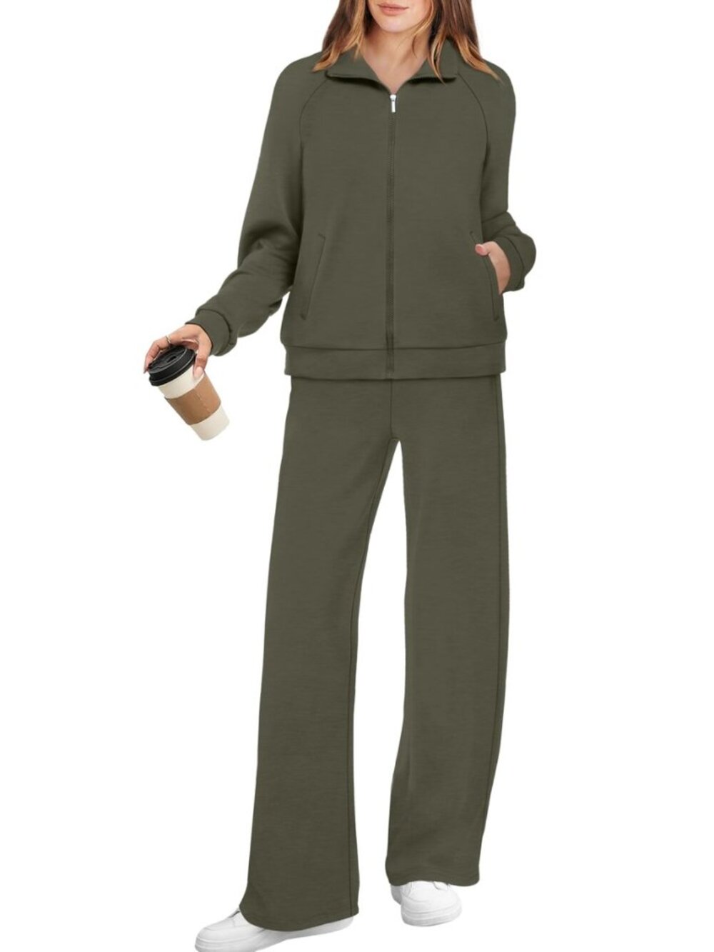 Women's 2 Piece Outfits Full Zip Up Lounge Set Fashion Sweatsuits